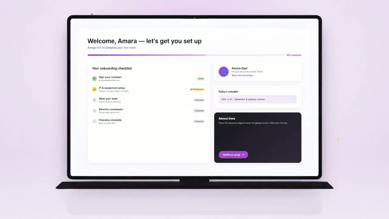 Cursor working down an employee onboarding checklist, ticking off completed steps